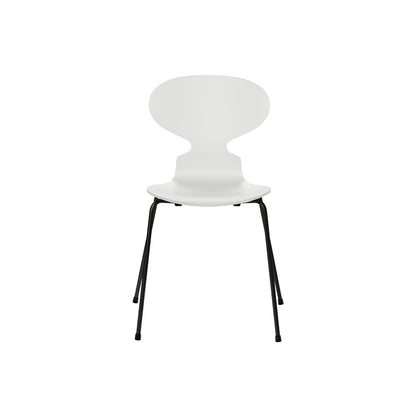 Ant Chair 4 Legs by Fritz Hansen - Lacquered Veneer Shell / Black Steel Base / Lacquered White