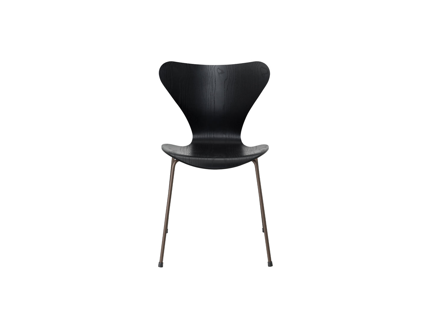 Series 7™ 3107 Dining Chair by Fritz Hansen - Black Coloured Ash Veneer Shell / Brown Bronze Steel