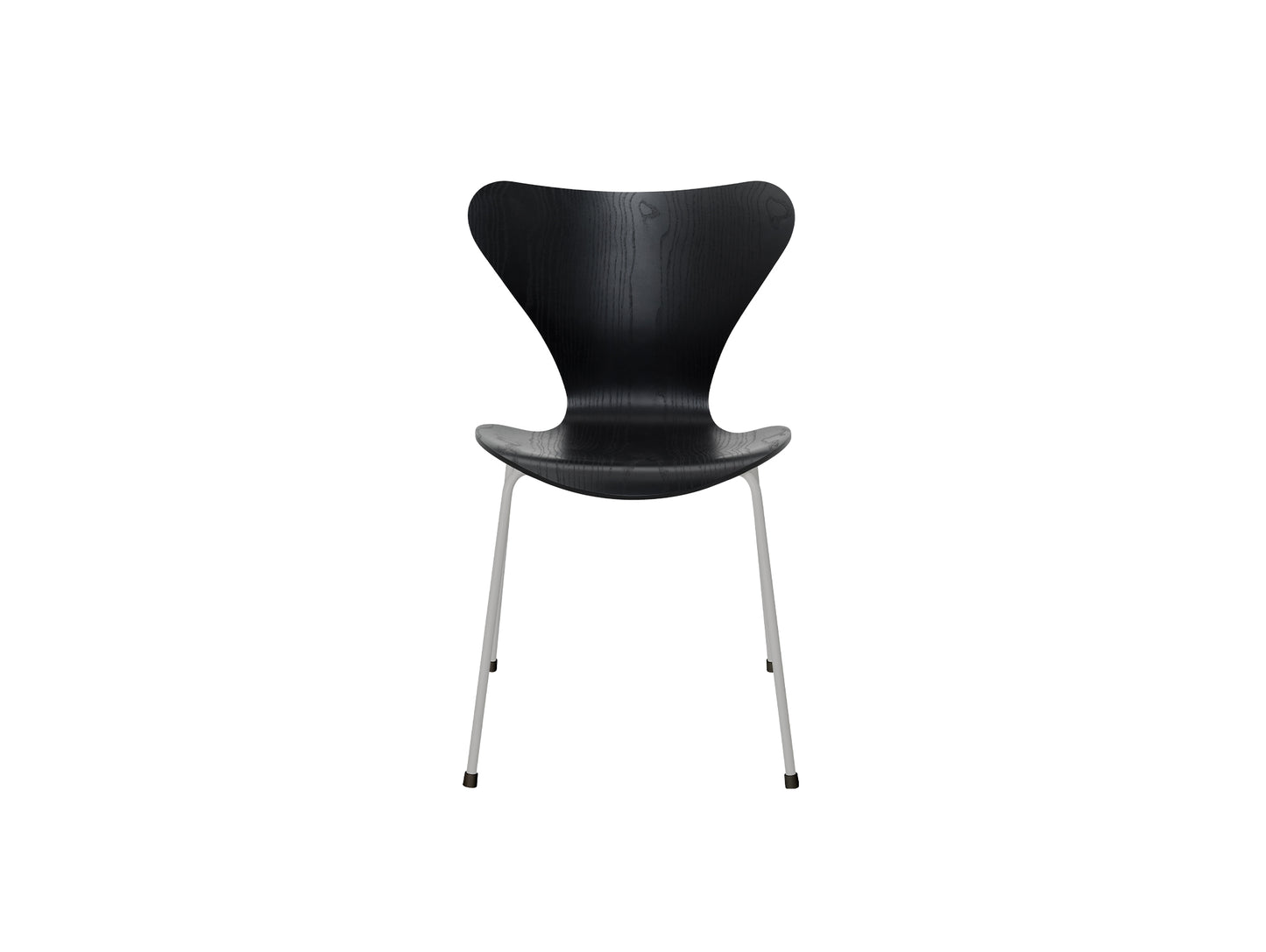 Series 7™ 3107 Dining Chair by Fritz Hansen - Black Coloured Ash Veneer Shell / Nine Grey Steel