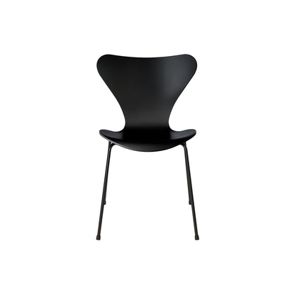 Series 7™ 3107 Dining Chair by Fritz Hansen - Black Lacquered Veneer Shell / Black Steel