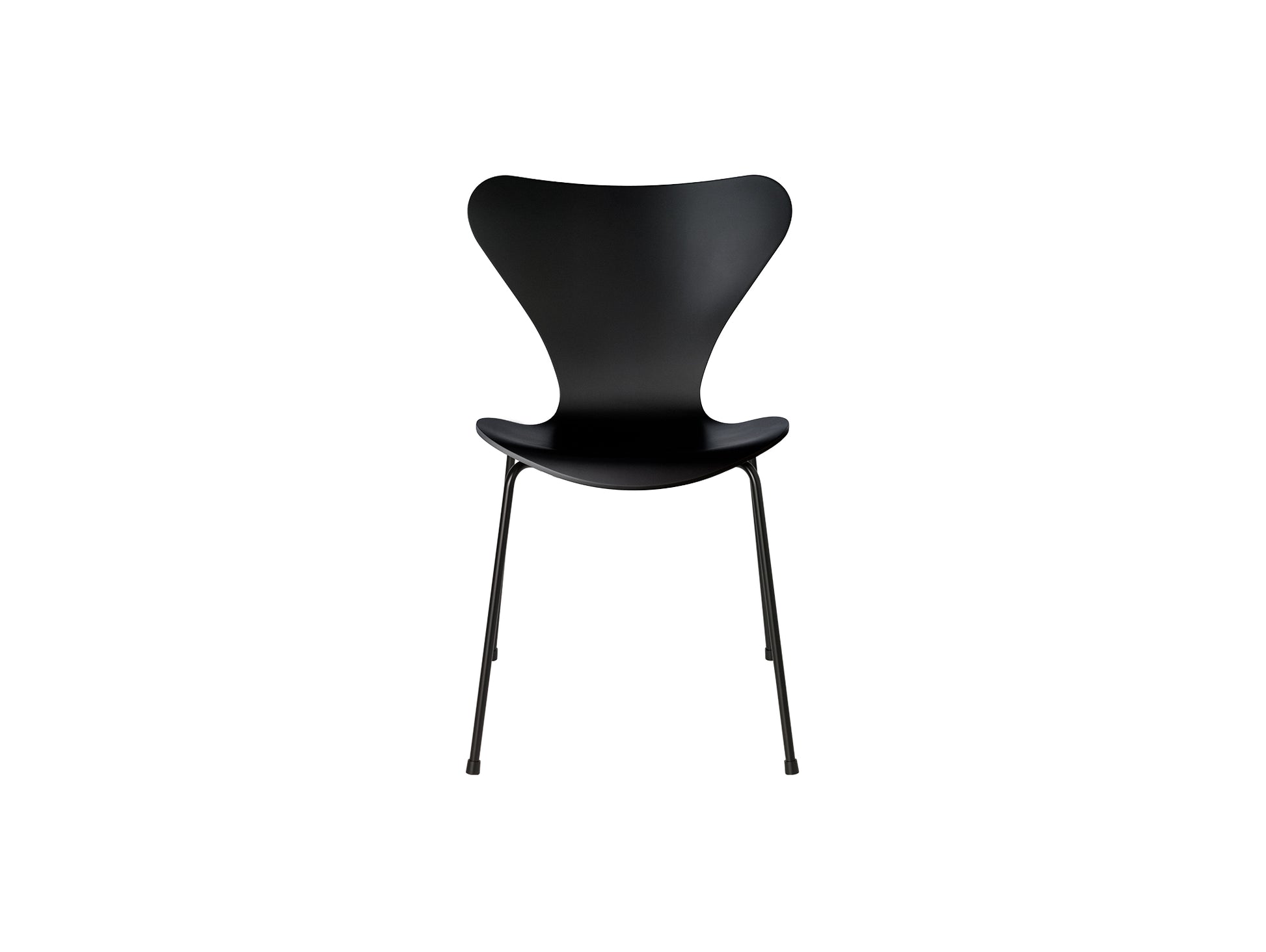 Series 7™ 3107 Dining Chair by Fritz Hansen - Black Lacquered Veneer Shell / Black Steel