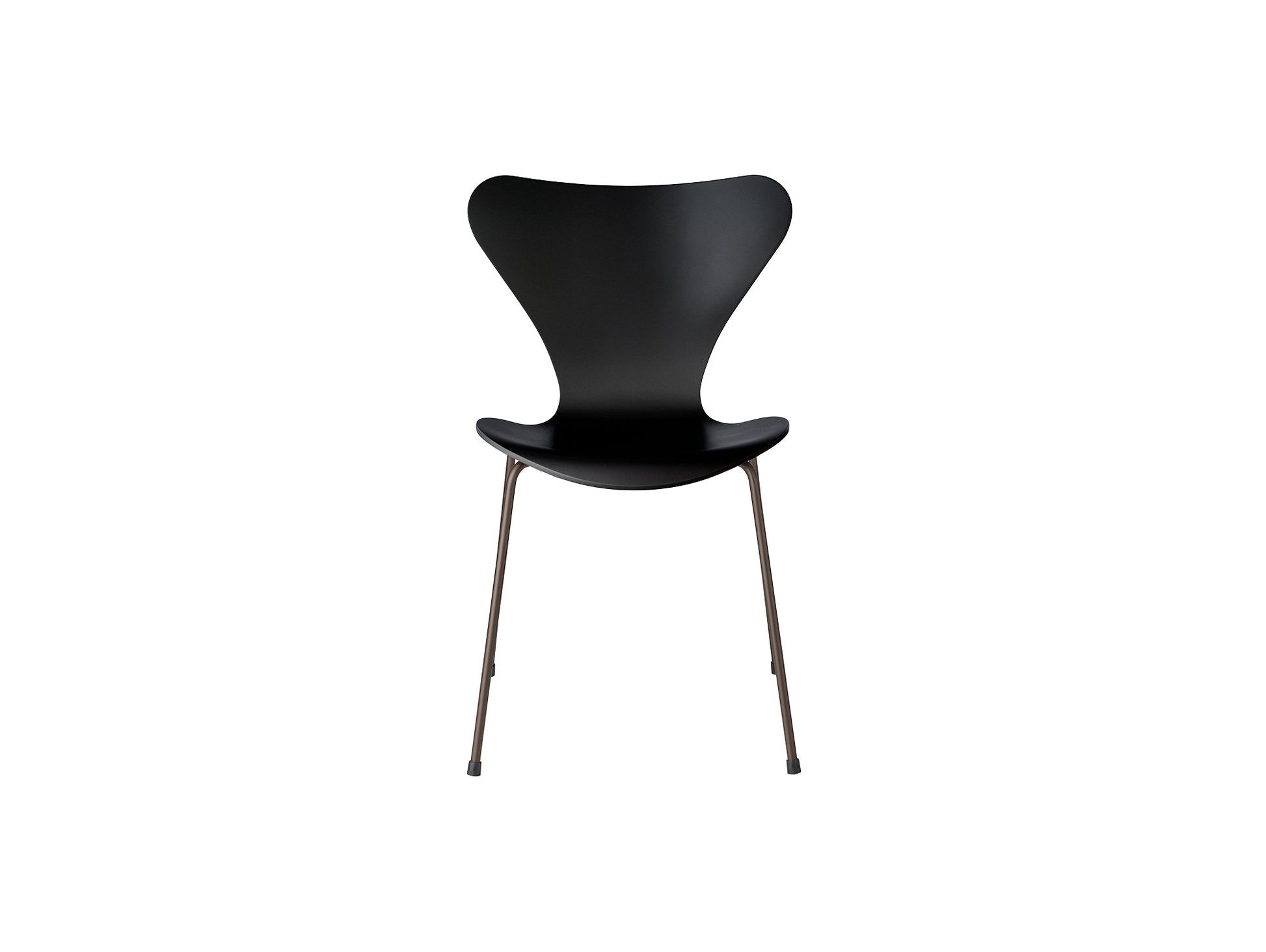 Series 7™ 3107 Dining Chair by Fritz Hansen - Black Lacquered Veneer Shell / Brown Bronze Steel