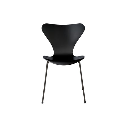 Series 7™ 3107 Dining Chair by Fritz Hansen - Black Lacquered Veneer Shell / Warm Graphite Steel