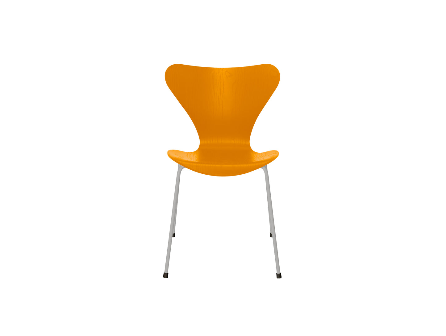 Series 7™ 3107 Dining Chair by Fritz Hansen - Burnt Yellow Coloured Ash Veneer Shell / Nine Grey Steel