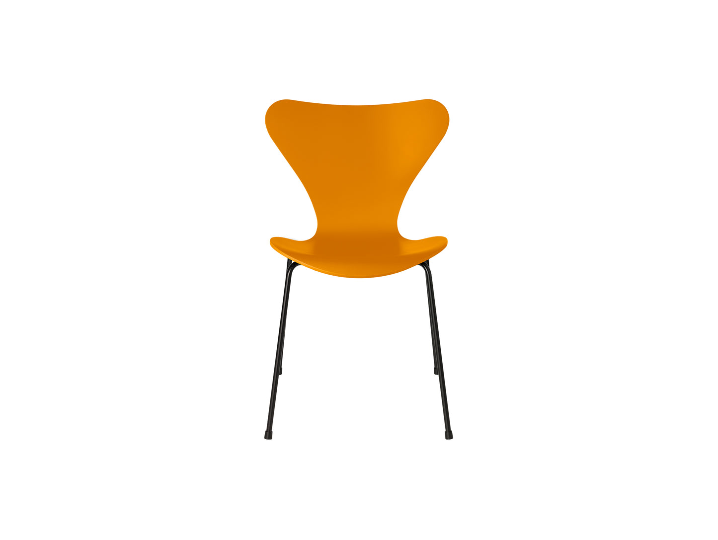 Series 7™ 3107 Dining Chair by Fritz Hansen - Burnt Yellow Lacquered Veneer Shell / Black Steel