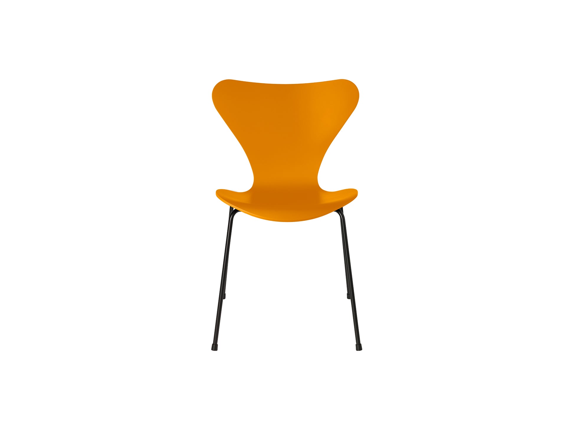 Series 7™ 3107 Dining Chair by Fritz Hansen - Burnt Yellow Lacquered Veneer Shell / Black Steel