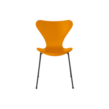 Series 7™ 3107 Dining Chair by Fritz Hansen - Burnt Yellow Lacquered Veneer Shell / Warm Graphite Steel