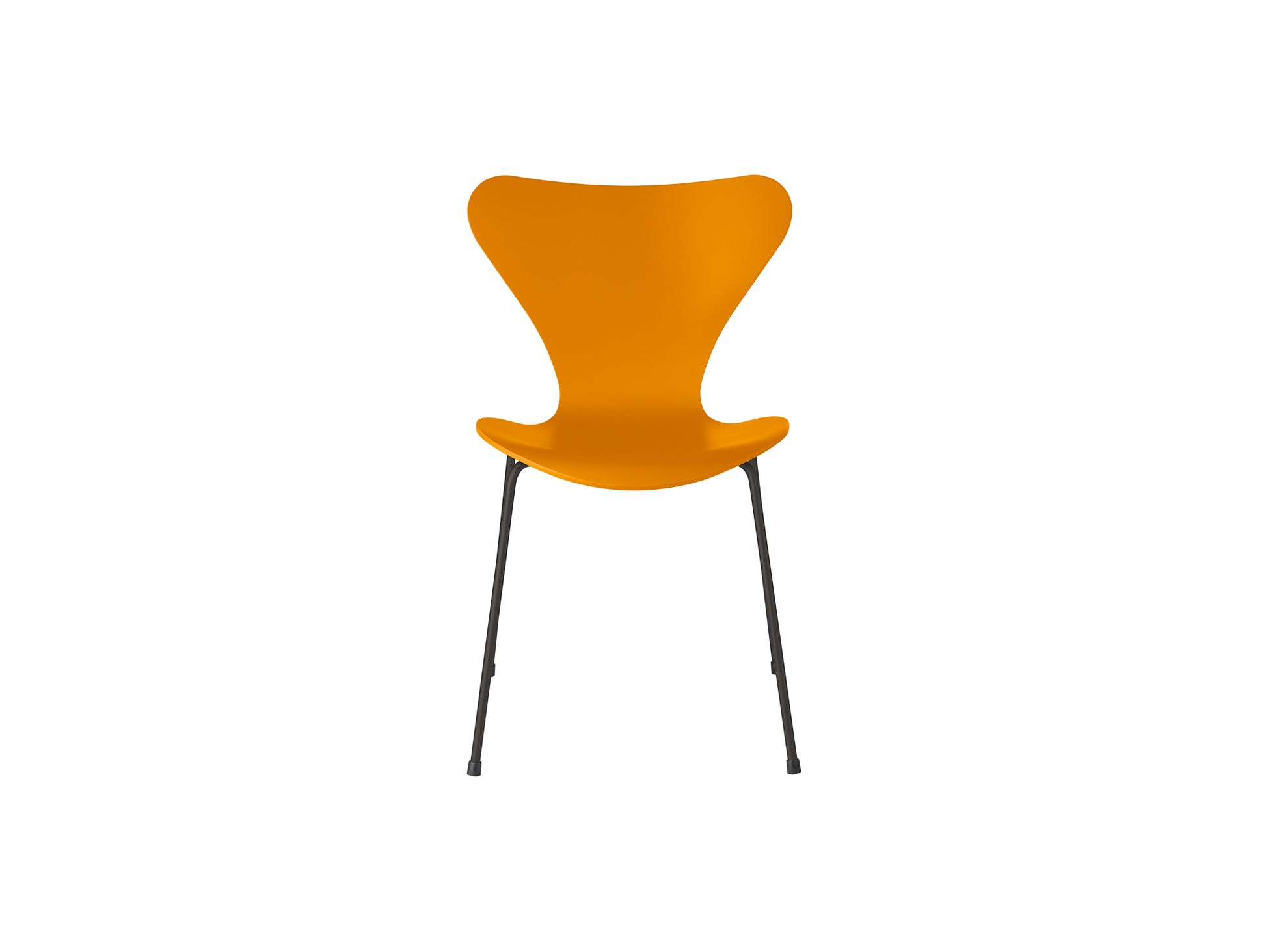 Series 7™ 3107 Dining Chair by Fritz Hansen - Burnt Yellow Lacquered Veneer Shell / Warm Graphite Steel