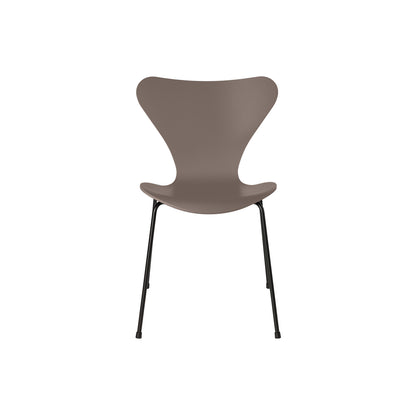 Series 7™ 3107 Dining Chair by Fritz Hansen - Deep Clay Lacquered Veneer Shell / Black Steel