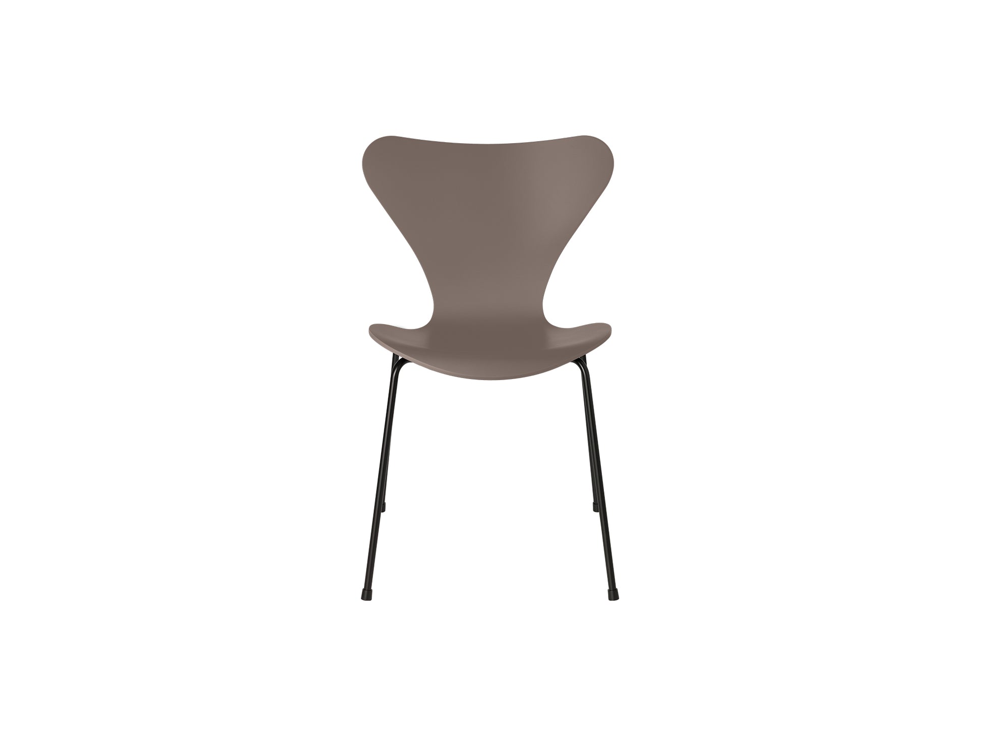 Series 7™ 3107 Dining Chair by Fritz Hansen - Deep Clay Lacquered Veneer Shell / Black Steel