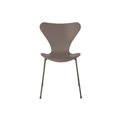 Series 7™ 3107 Dining Chair by Fritz Hansen - Deep Clay Lacquered Veneer Shell / Brown Bronze Steel