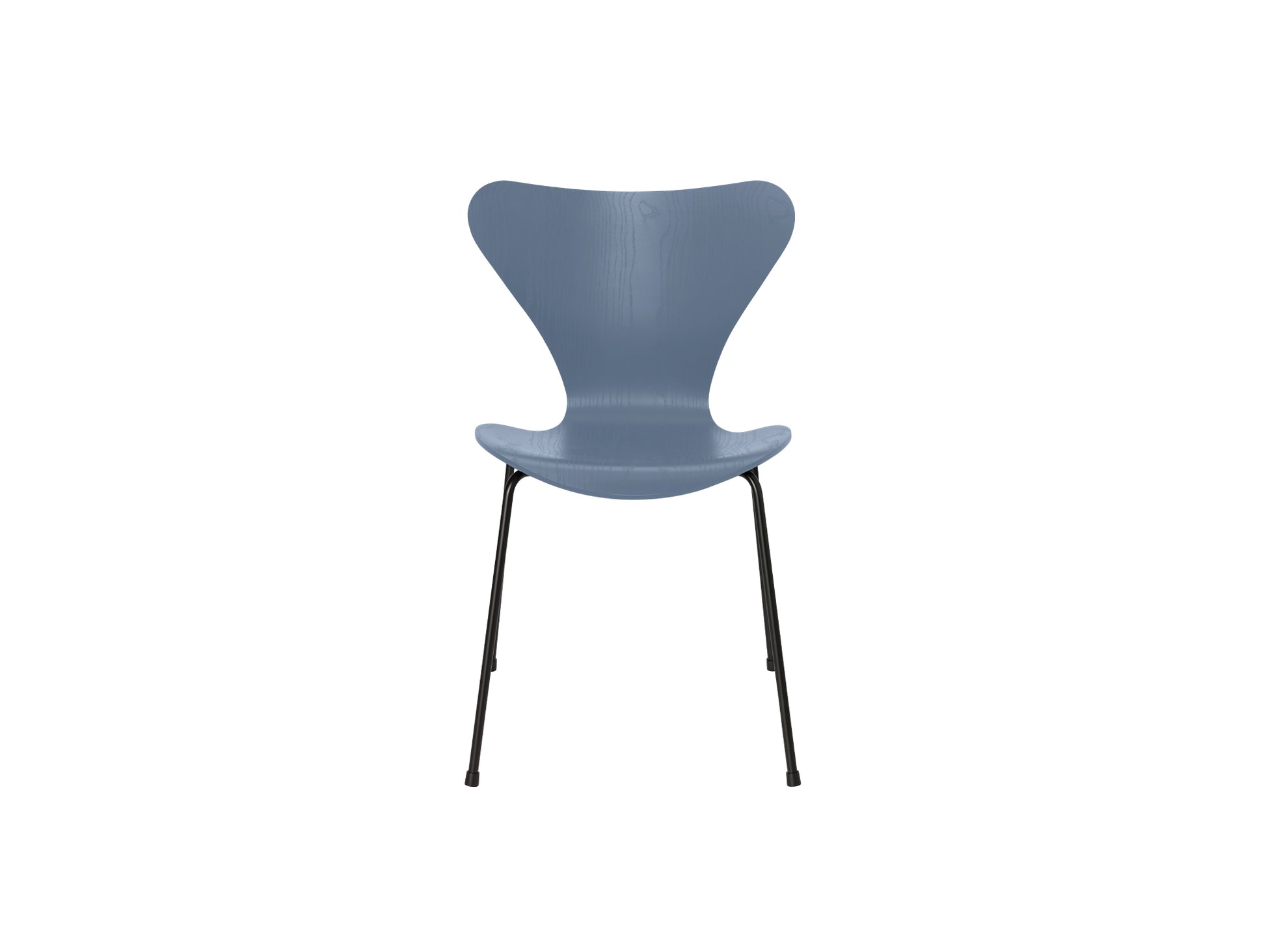 Series 7™ 3107 Dining Chair by Fritz Hansen - Dusk Blue Coloured Ash Veneer Shell / Black Steel