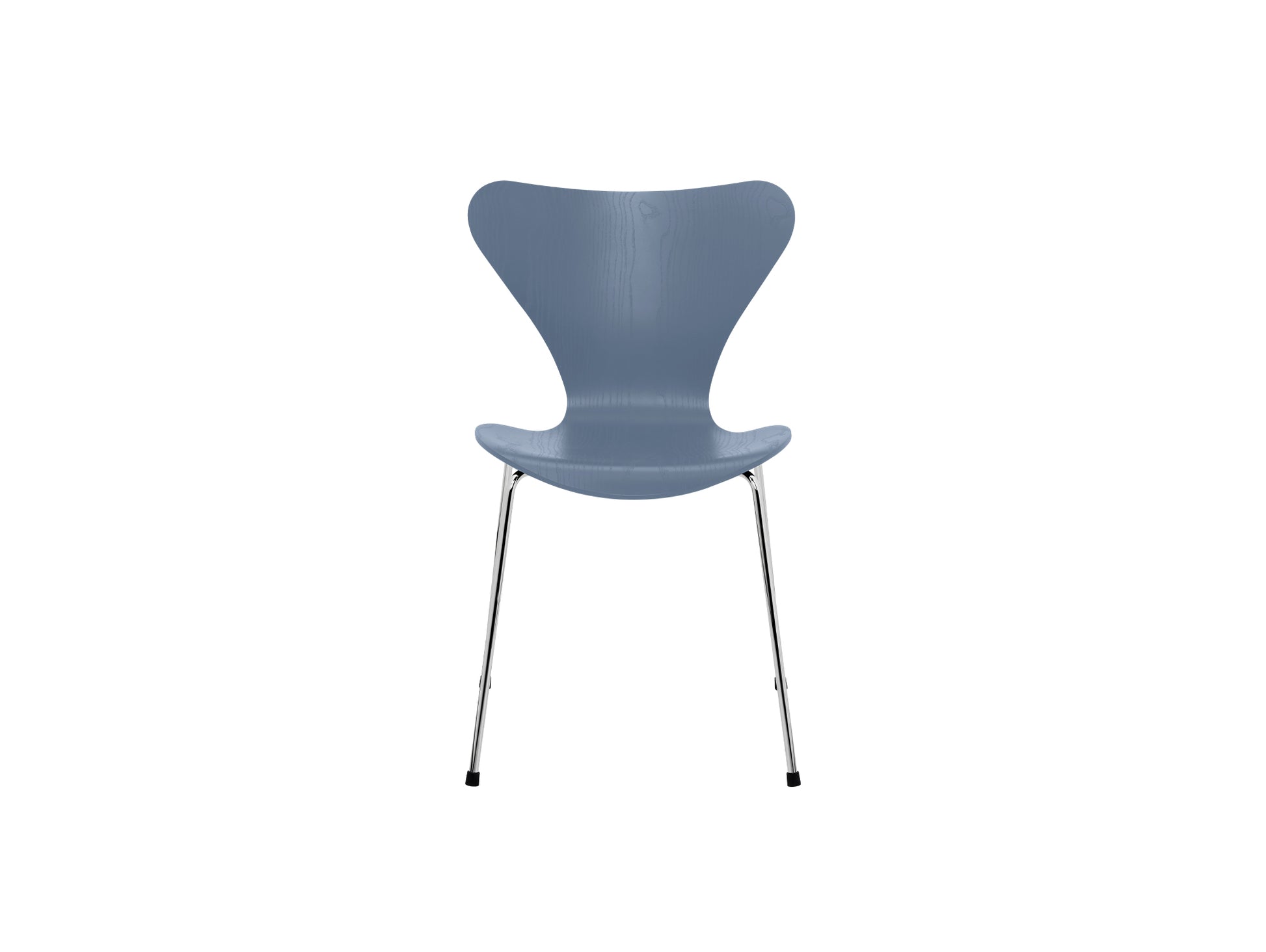 Series 7™ 3107 Dining Chair by Fritz Hansen - Dusk Blue Coloured Ash Veneer Shell / Chromed Steel