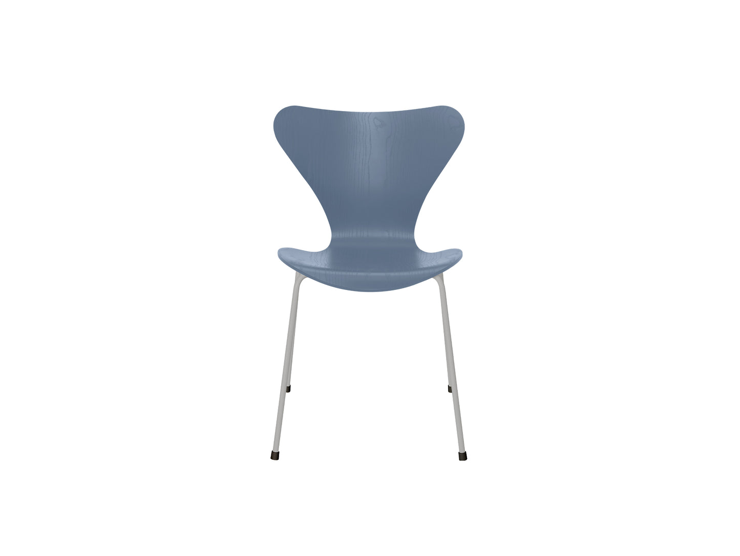 Series 7™ 3107 Dining Chair by Fritz Hansen - Dusk Blue Coloured Ash Veneer Shell / Nine Grey Steel