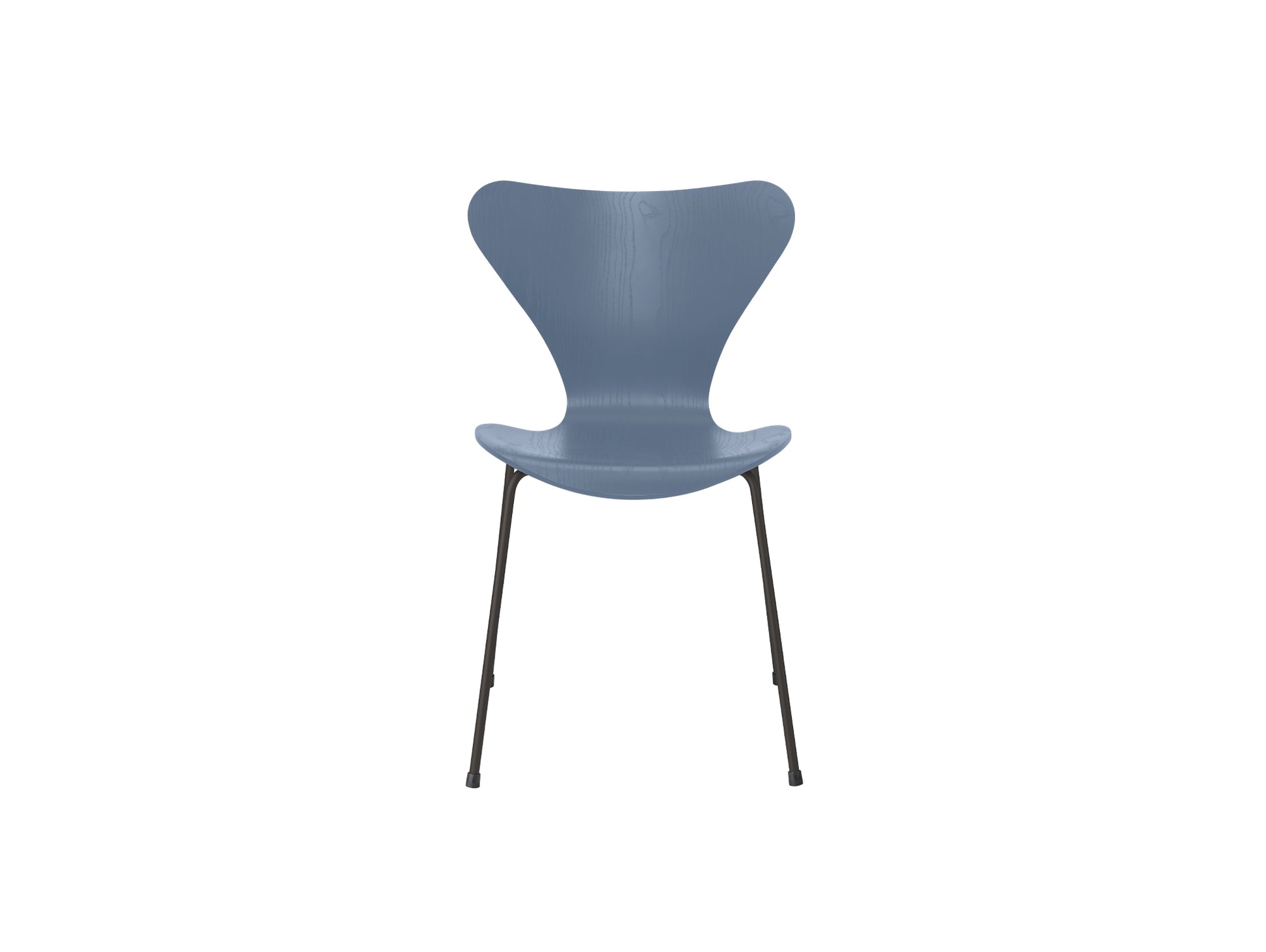 Series 7™ 3107 Dining Chair by Fritz Hansen - Dusk Blue Coloured Ash Veneer Shell / Warm Graphite Steel