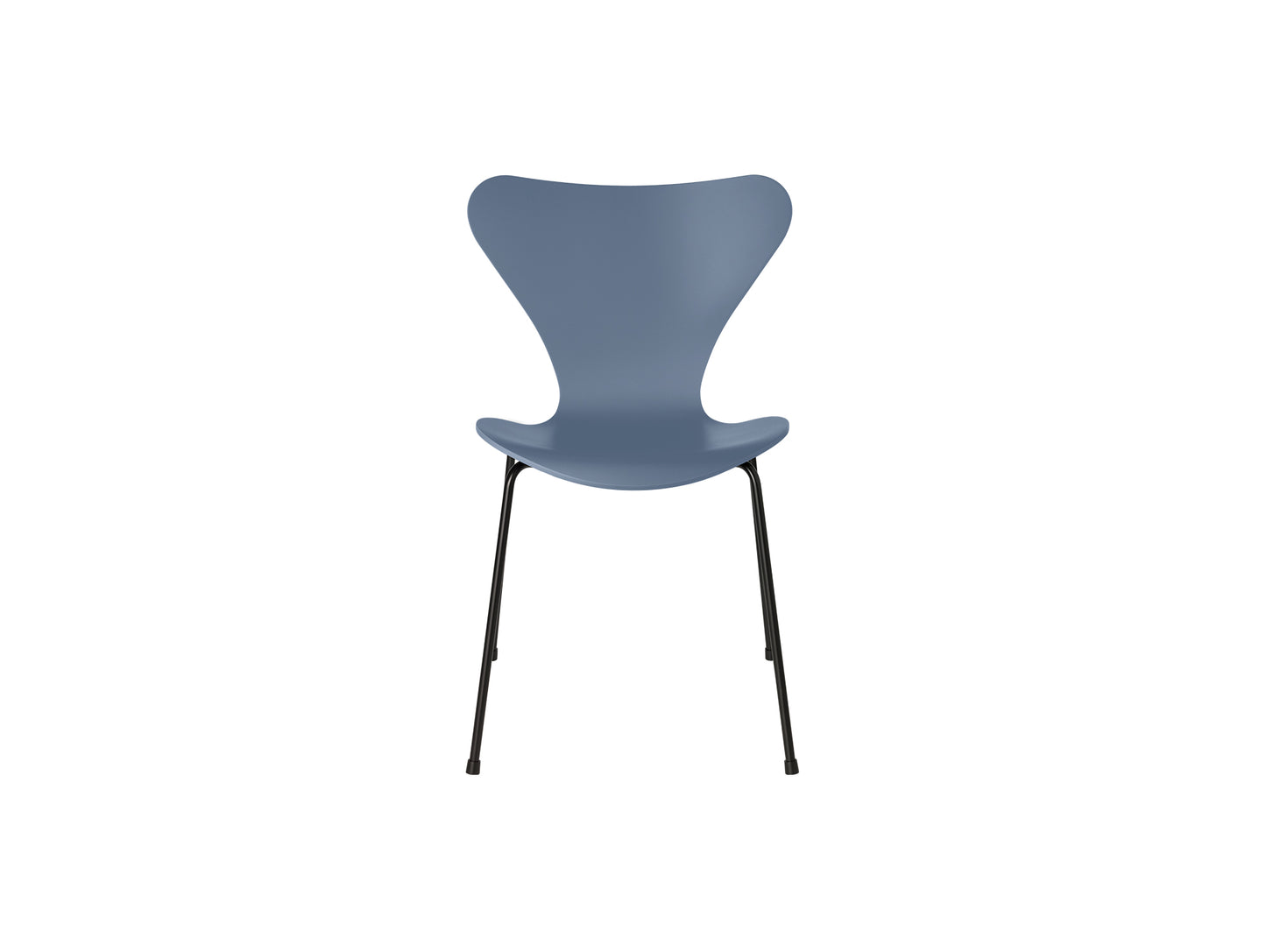 Series 7™ 3107 Dining Chair by Fritz Hansen - Dusk Blue Lacquered Veneer Shell / Black Steel