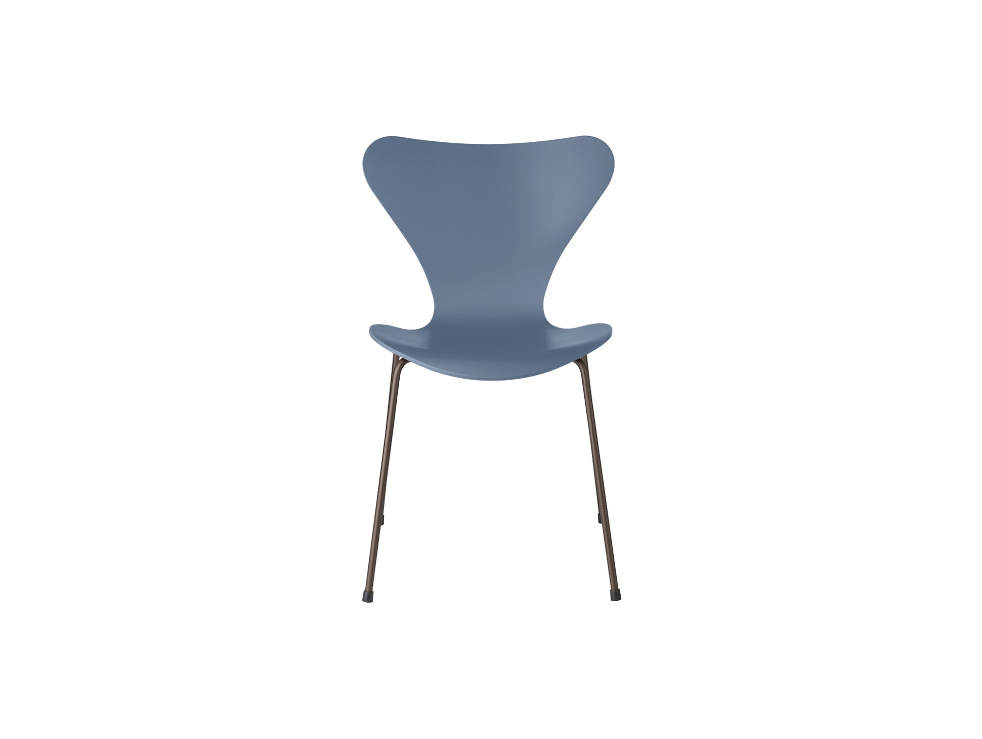 Series 7™ 3107 Dining Chair by Fritz Hansen - Dusk Blue Lacquered Veneer Shell / Brown Bronze Steel