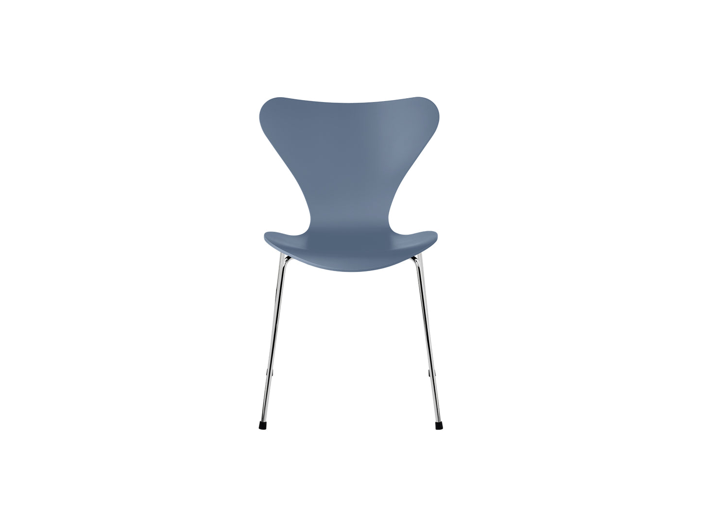 Series 7™ 3107 Dining Chair by Fritz Hansen - Dusk Blue Lacquered Veneer Shell / Chromed Steel