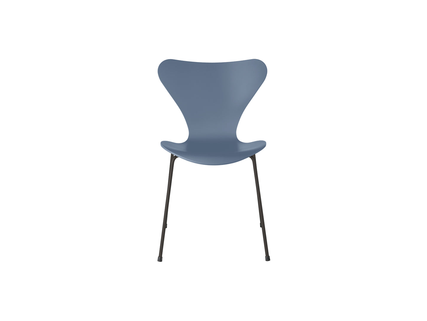 Series 7™ 3107 Dining Chair by Fritz Hansen - Dusk Blue Lacquered Veneer Shell / Warm Graphite Steel
