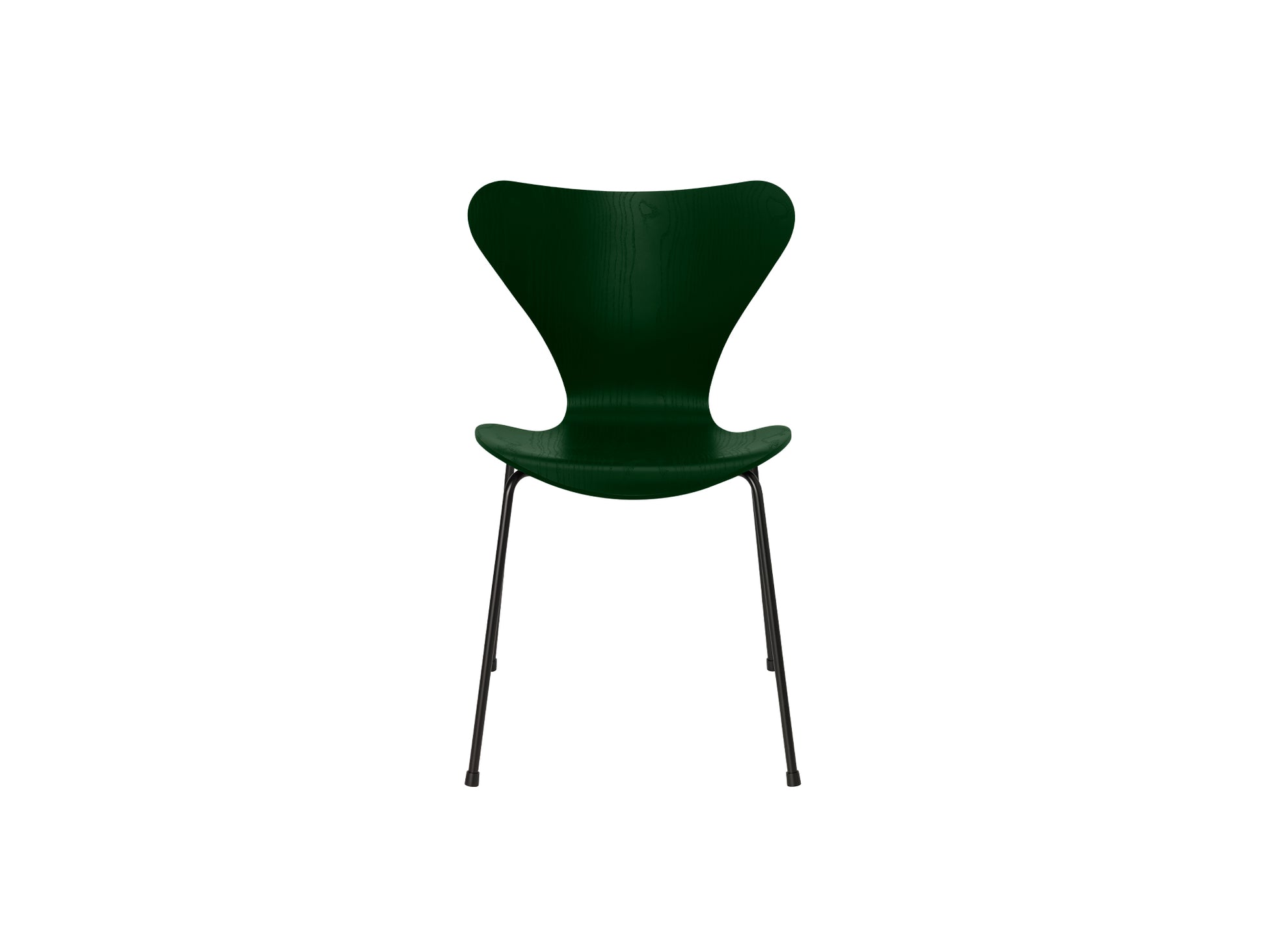 Series 7™ 3107 Dining Chair by Fritz Hansen - Evergreen Coloured Ash Veneer Shell / Black Steel