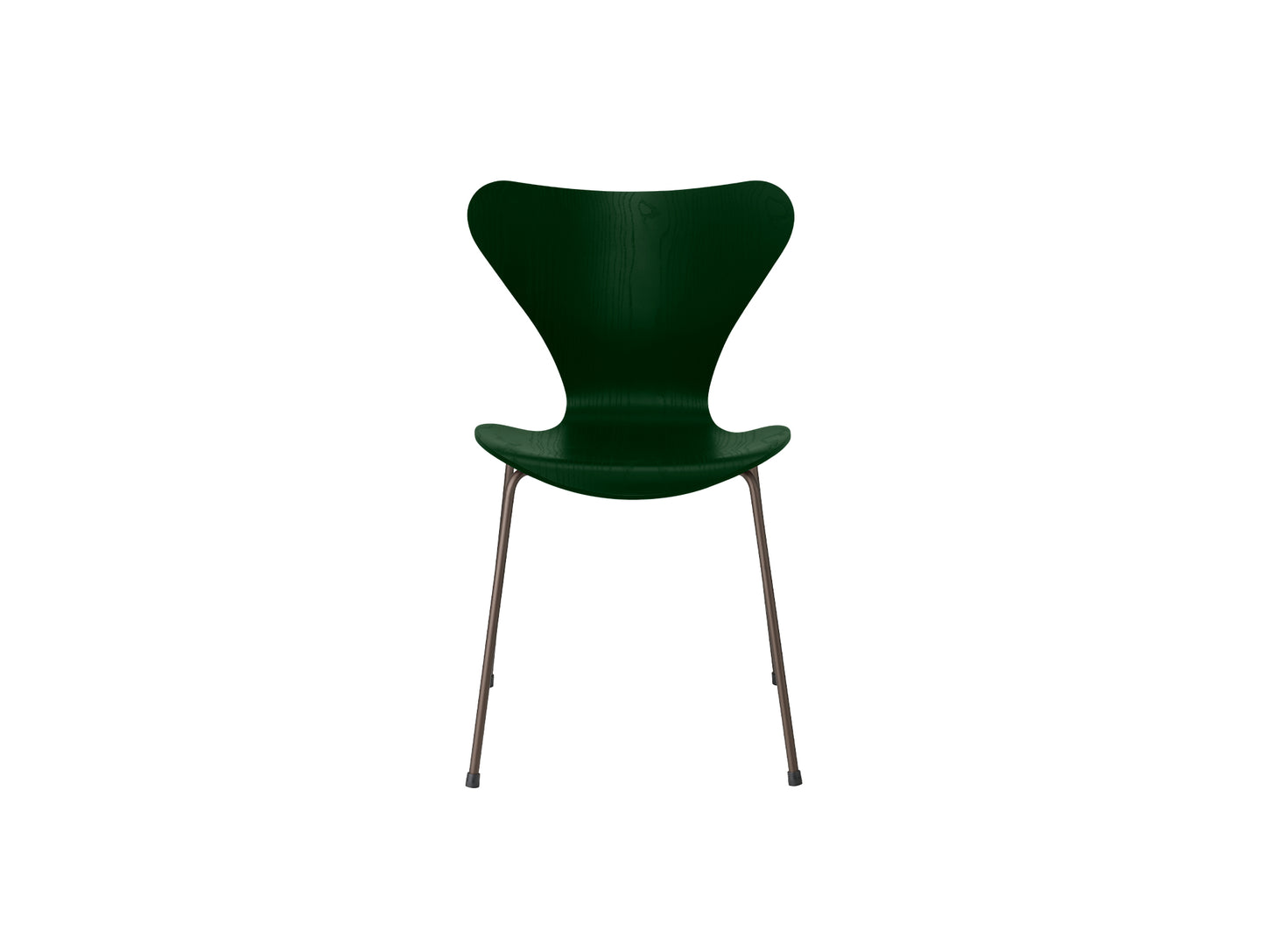 Series 7™ 3107 Dining Chair by Fritz Hansen - Evergreen Coloured Ash Veneer Shell / Brown Bronze Steel
