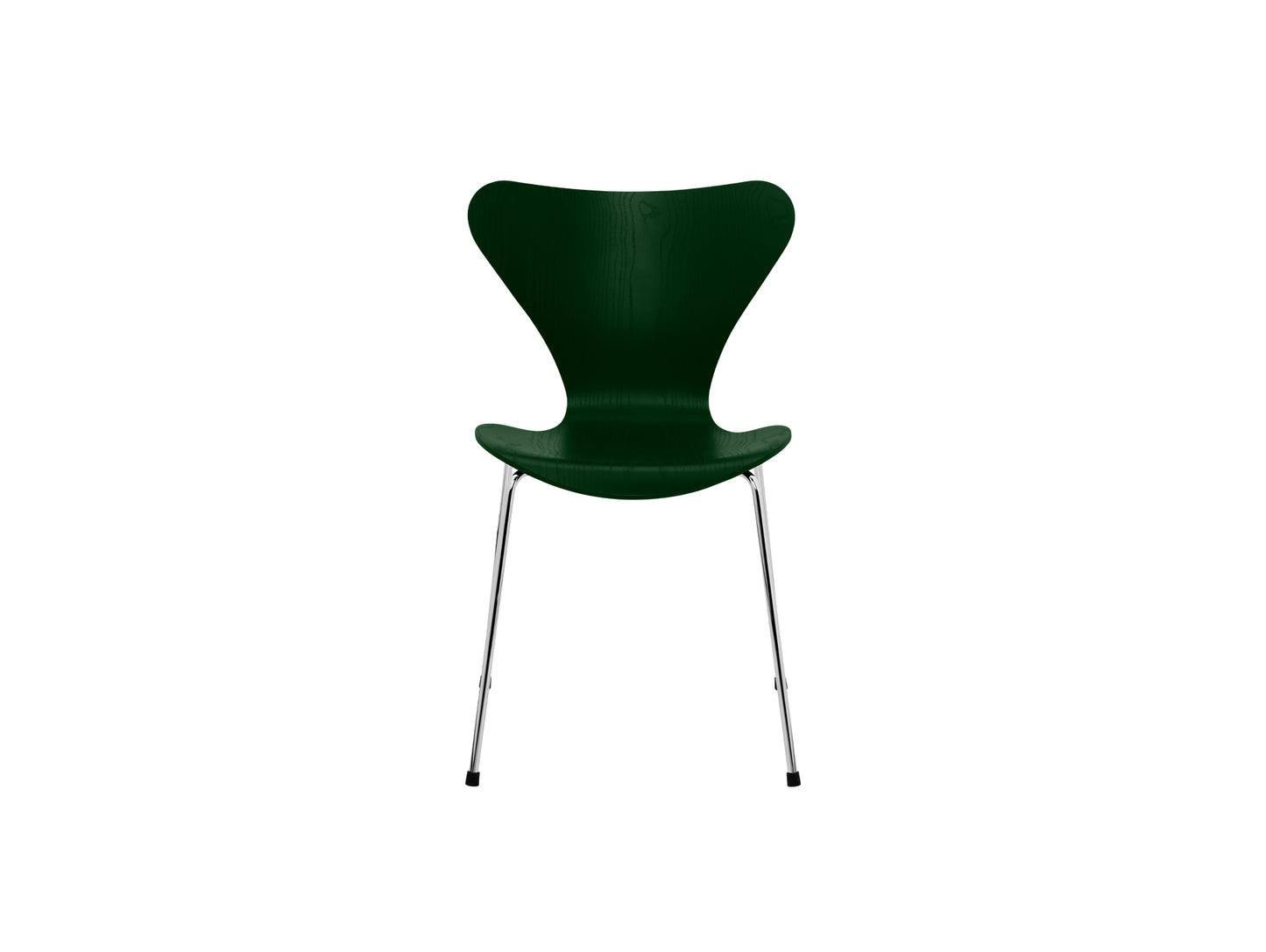 Series 7™ 3107 Dining Chair by Fritz Hansen - Evergreen Coloured Ash Veneer Shell / Chromed Steel