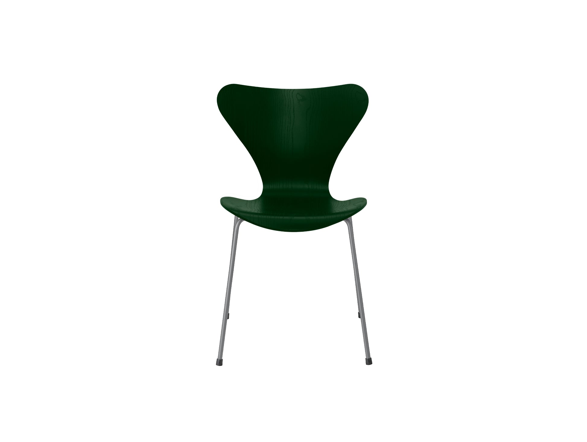 Series 7™ 3107 Dining Chair by Fritz Hansen - Evergreen Blue Coloured Ash Veneer Shell / Silver Grey Steel