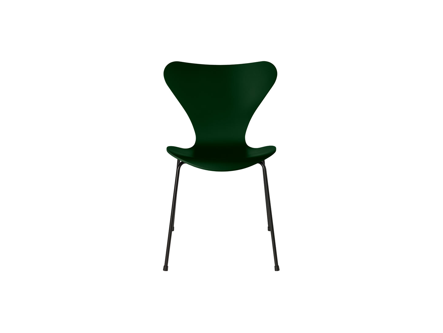 Series 7™ 3107 Dining Chair by Fritz Hansen - Evergreen Lacquered Veneer Shell / Black Steel