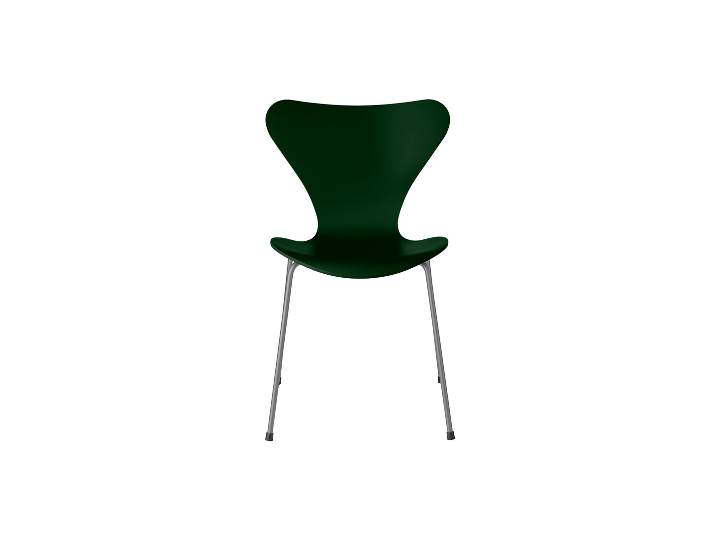 Series 7™ 3107 Dining Chair by Fritz Hansen - Evergreen Lacquered Veneer Shell / Silver Grey Steel