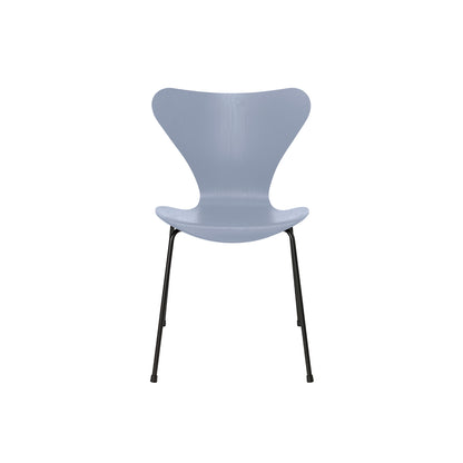 Series 7™ 3107 Dining Chair by Fritz Hansen - Lavender Blue Coloured Ash Veneer Shell / Black Steel