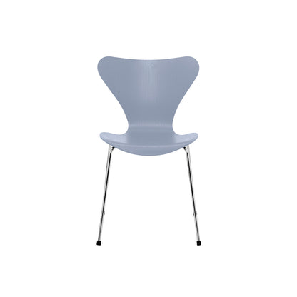 Series 7™ 3107 Dining Chair by Fritz Hansen - Lavender Blue Coloured Ash Veneer Shell / Chromed Steel