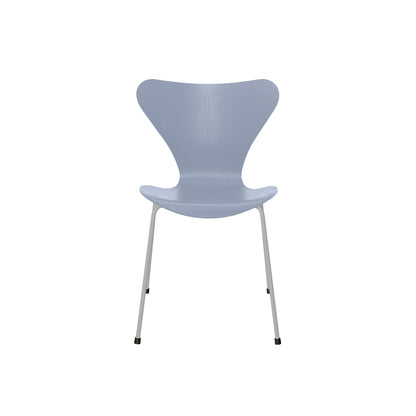 Series 7™ 3107 Dining Chair by Fritz Hansen - Lavender Blue Coloured Ash Veneer Shell / Nine Grey Steel
