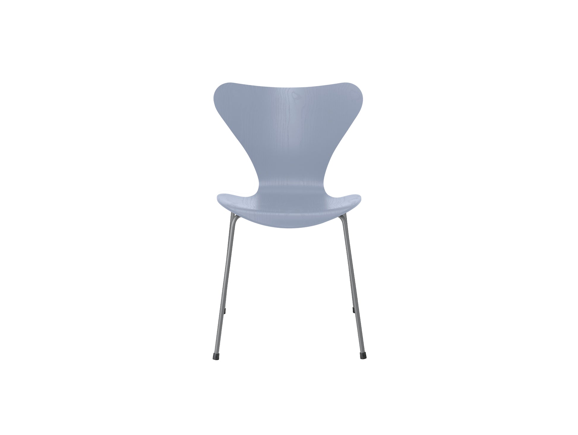 Series 7™ 3107 Dining Chair by Fritz Hansen - Lavender Blue Coloured Ash Veneer Shell / Silver Grey Steel
