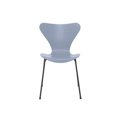Series 7™ 3107 Dining Chair by Fritz Hansen - Lavender Blue Coloured Ash Veneer Shell / Warm Graphite Steel