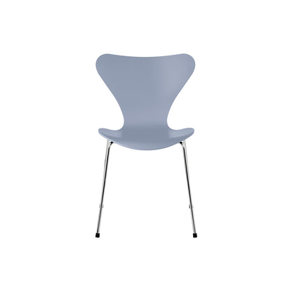 Series 7™ 3107 Dining Chair by Fritz Hansen - Lavender Blue Lacquered Veneer Shell / Chromed Steel