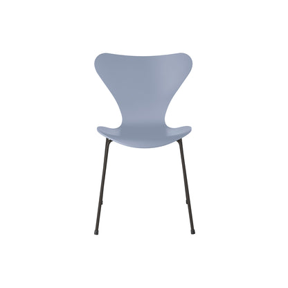 Series 7™ 3107 Dining Chair by Fritz Hansen - Lavender Blue Lacquered Veneer Shell / Warm Graphite Steel