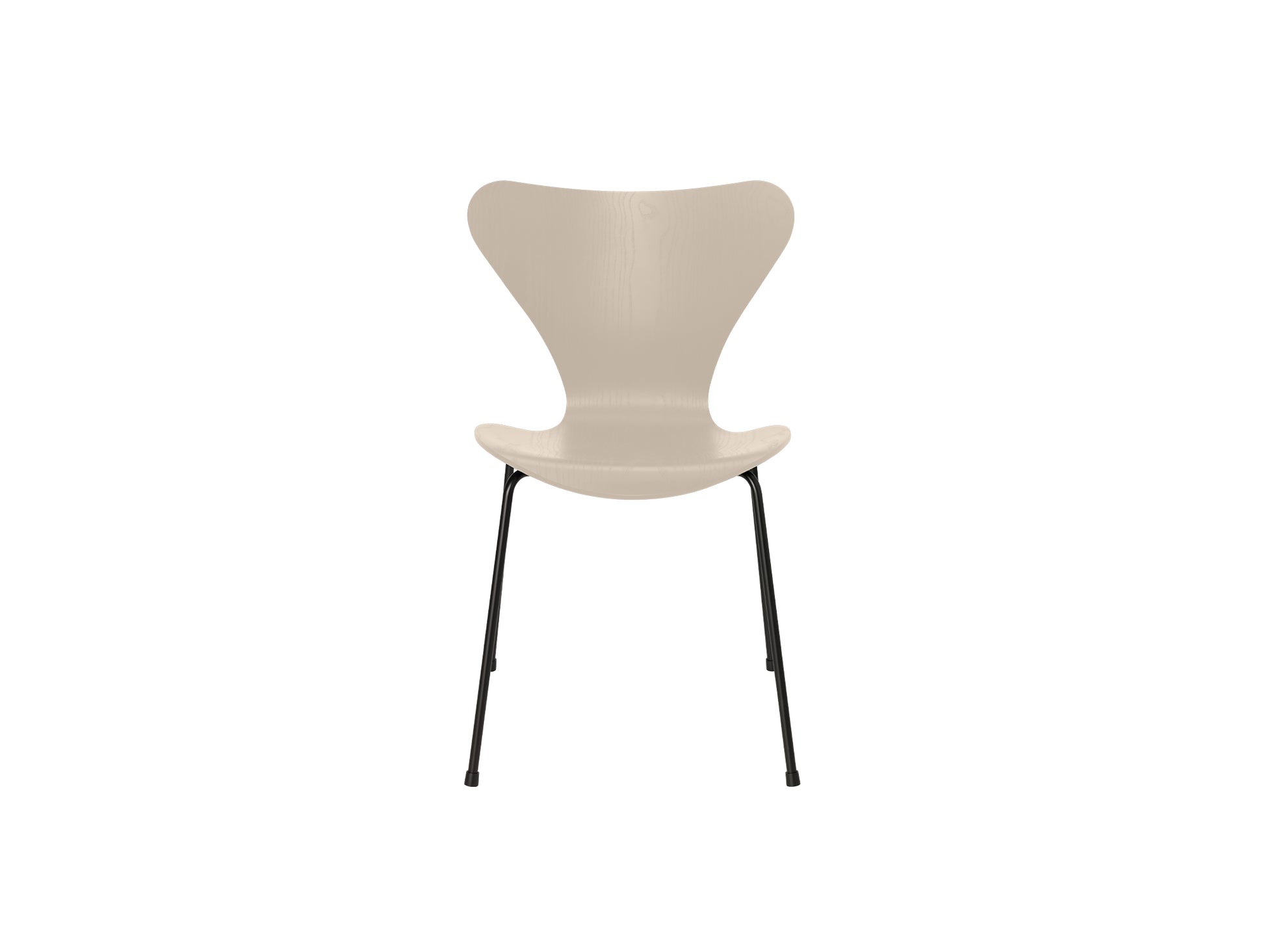 Series 7™ 3107 Dining Chair by Fritz Hansen - Light Beige Coloured Ash Veneer Shell / Black Steel