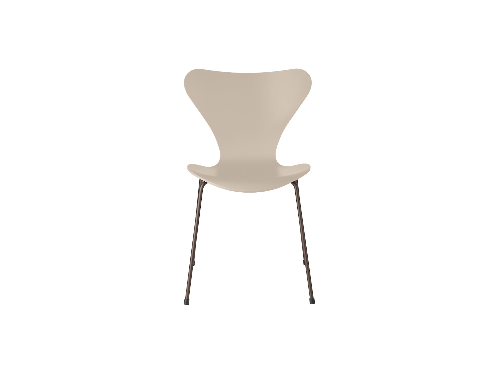 Series 7™ 3107 Dining Chair by Fritz Hansen - Light Beige Lacquered Veneer Shell / Brown Bronze Steel