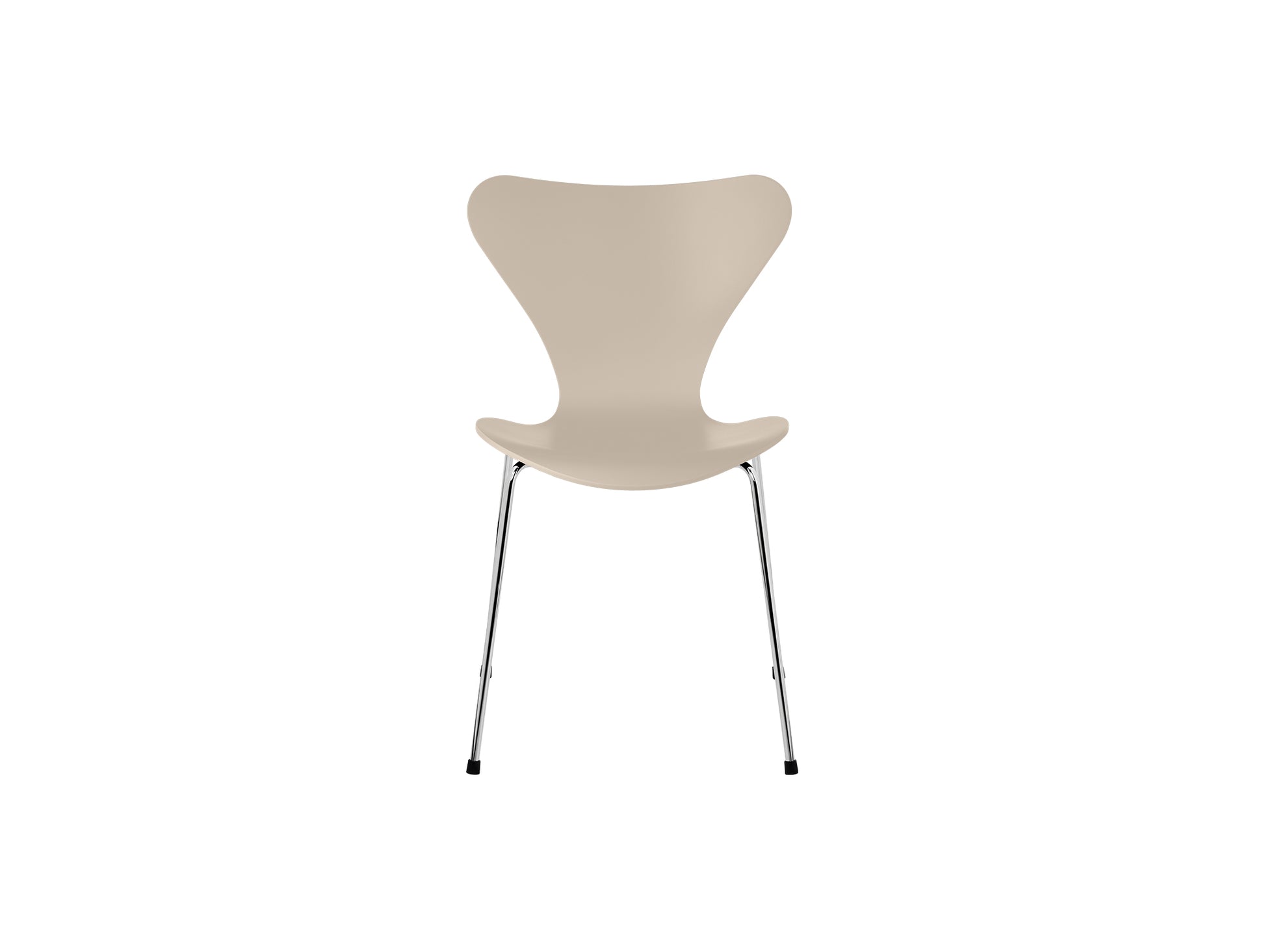 Series 7™ 3107 Dining Chair by Fritz Hansen - Light Beige Lacquered Veneer Shell / Chromed Steel