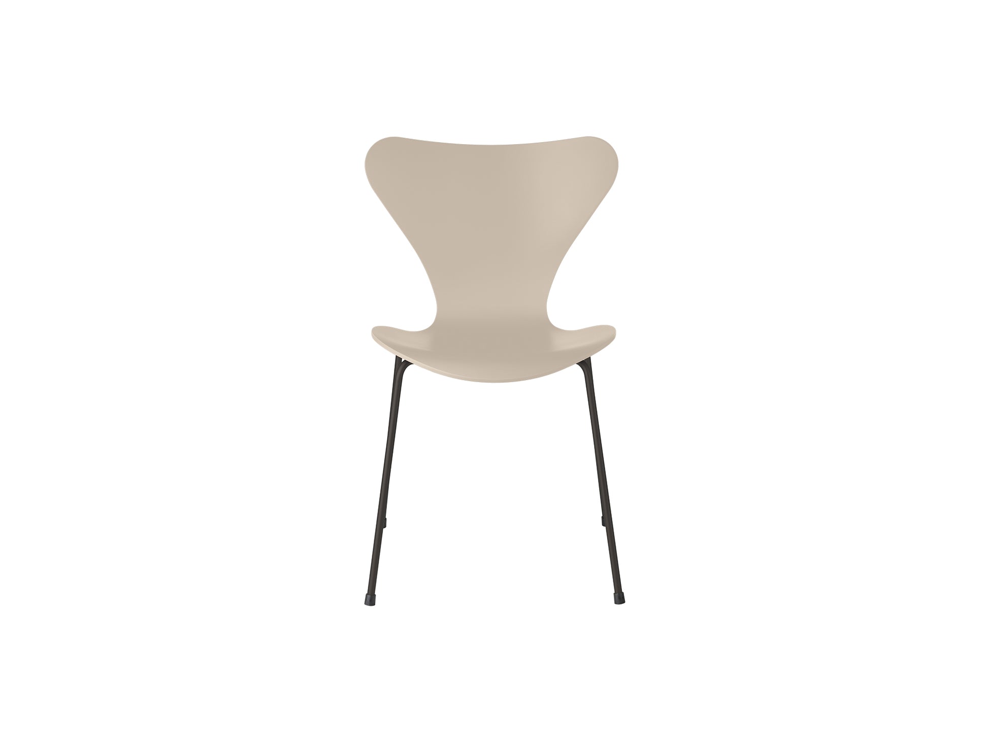 Series 7™ 3107 Dining Chair by Fritz Hansen - Light Beige Lacquered Veneer Shell / Warm Graphite Steel