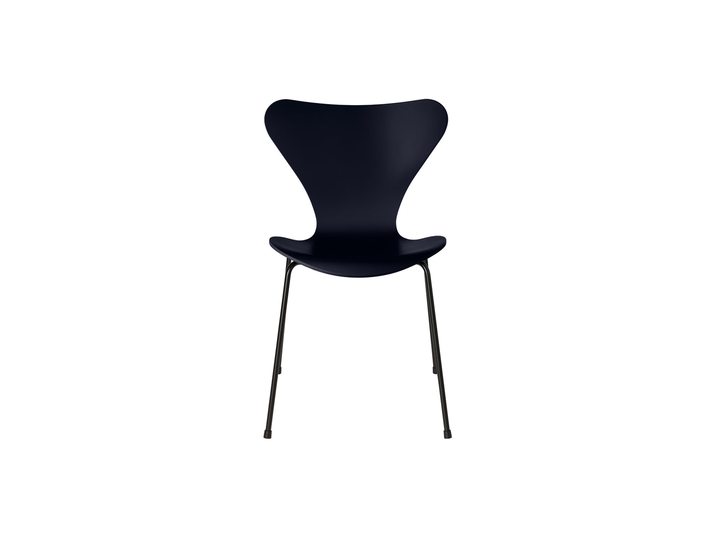 Series 7™ 3107 Dining Chair by Fritz Hansen - Midnight Blue Lacquered Veneer Shell / Black Steel