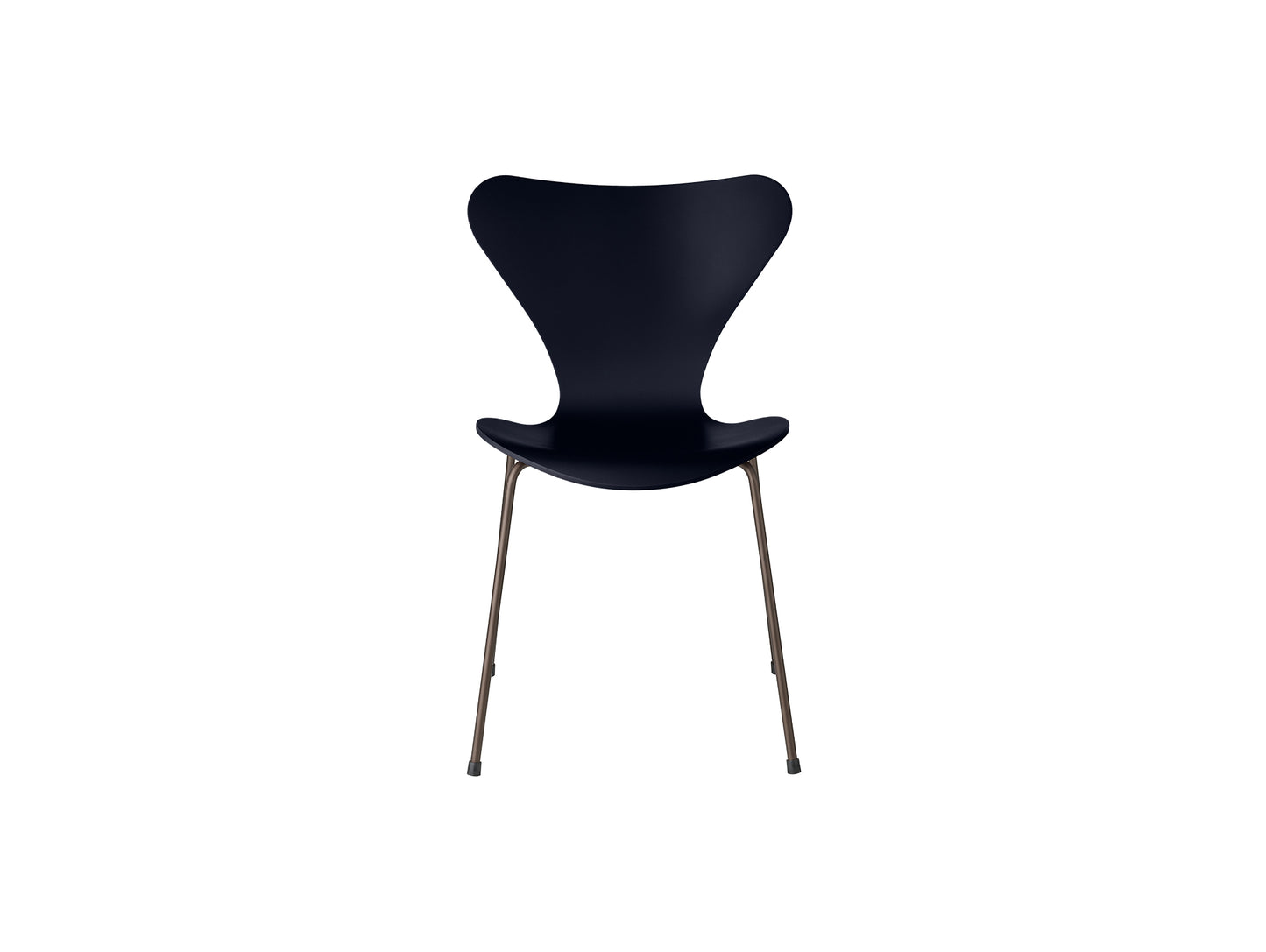 Series 7™ 3107 Dining Chair by Fritz Hansen - Midnight Blue Lacquered Veneer Shell / Brown Bronze Steel