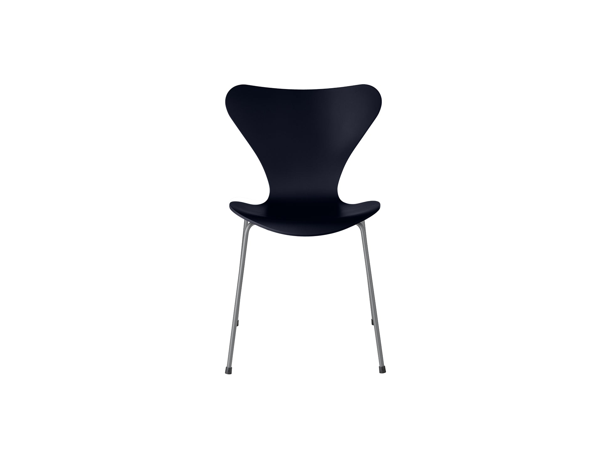 Series 7™ 3107 Dining Chair by Fritz Hansen - Midnight Blue Lacquered Veneer Shell / Silver Grey Steel