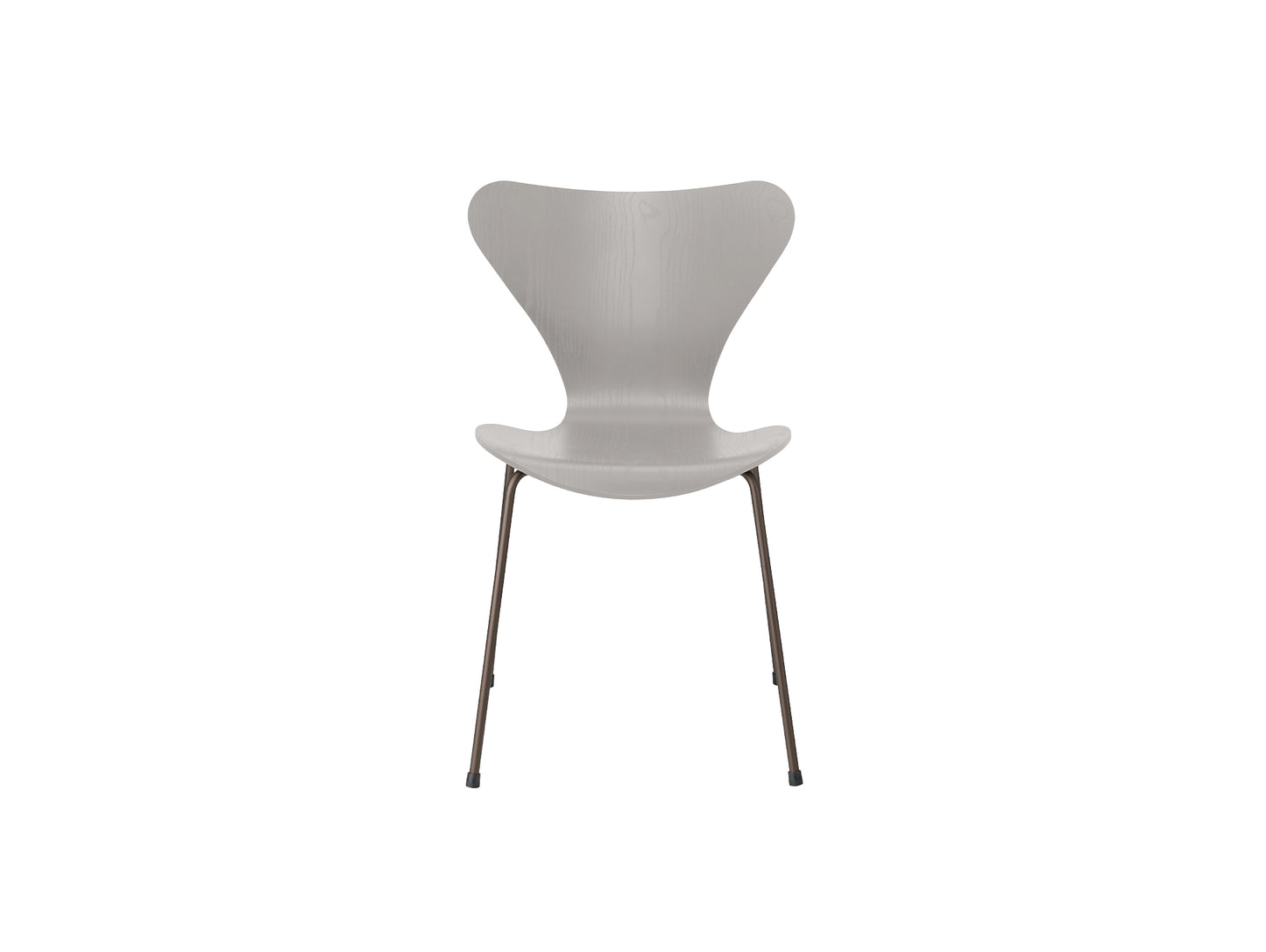 Series 7™ 3107 Dining Chair by Fritz Hansen - Nine Grey Coloured Ash Veneer Shell / Brown Bronze Steel