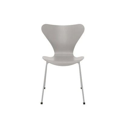 Series 7™ 3107 Dining Chair by Fritz Hansen - Nine Grey Coloured Ash Veneer Shell / Nine Grey Steel