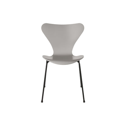 Series 7™ 3107 Dining Chair by Fritz Hansen - Nine Grey Lacquered Veneer Shell / Black Steel