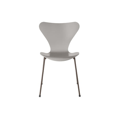 Series 7™ 3107 Dining Chair by Fritz Hansen - Nine Grey Lacquered Veneer Shell / Brown Bronze Steel