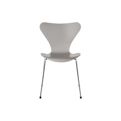 Series 7™ 3107 Dining Chair by Fritz Hansen - Nine Grey Lacquered Veneer Shell / Chromed Steel