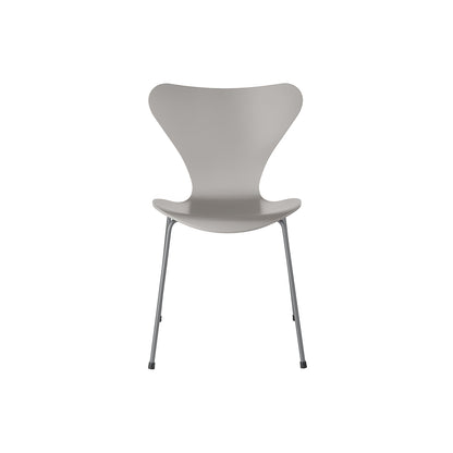 Series 7™ 3107 Dining Chair by Fritz Hansen - Nine Grey Lacquered Veneer Shell / Silver Grey Steel