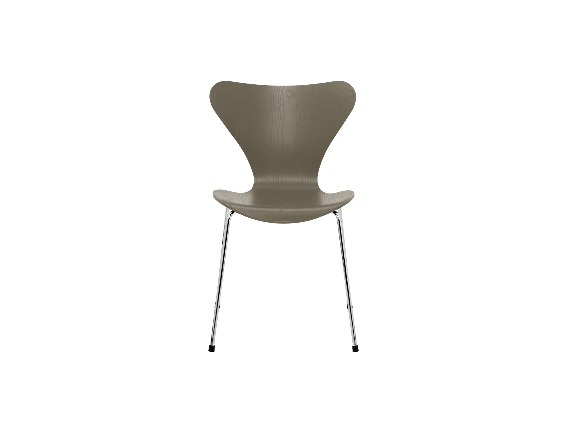 Series 7™ 3107 Dining Chair by Fritz Hansen - Olive Green Coloured Ash Veneer Shell / Chromed Steel